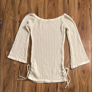 SHEIN Cream Off-the-Shoulder Sweater with Bell Sleeves